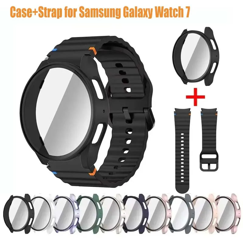 Silicone Band + PC Case for Samsung Galaxy Watch 7/6/5/4 40mm 44mm
