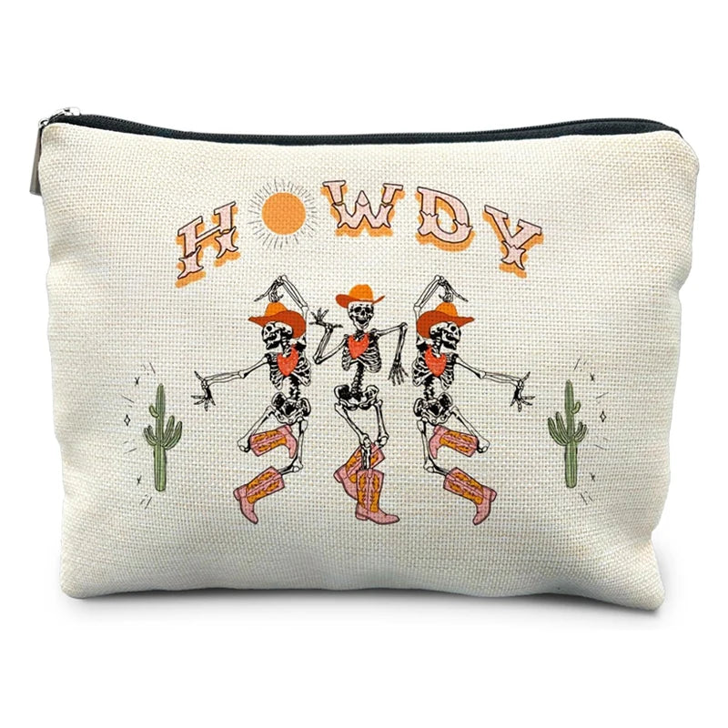 Gothic Skeleton Halloween Makeup Bag | Funny Cosmetic Pouch Gift Cosmetic Makeup Bag Peaceful Pleasures Health and Wellness Makeup Bag 15.5x22.5x4.5cm