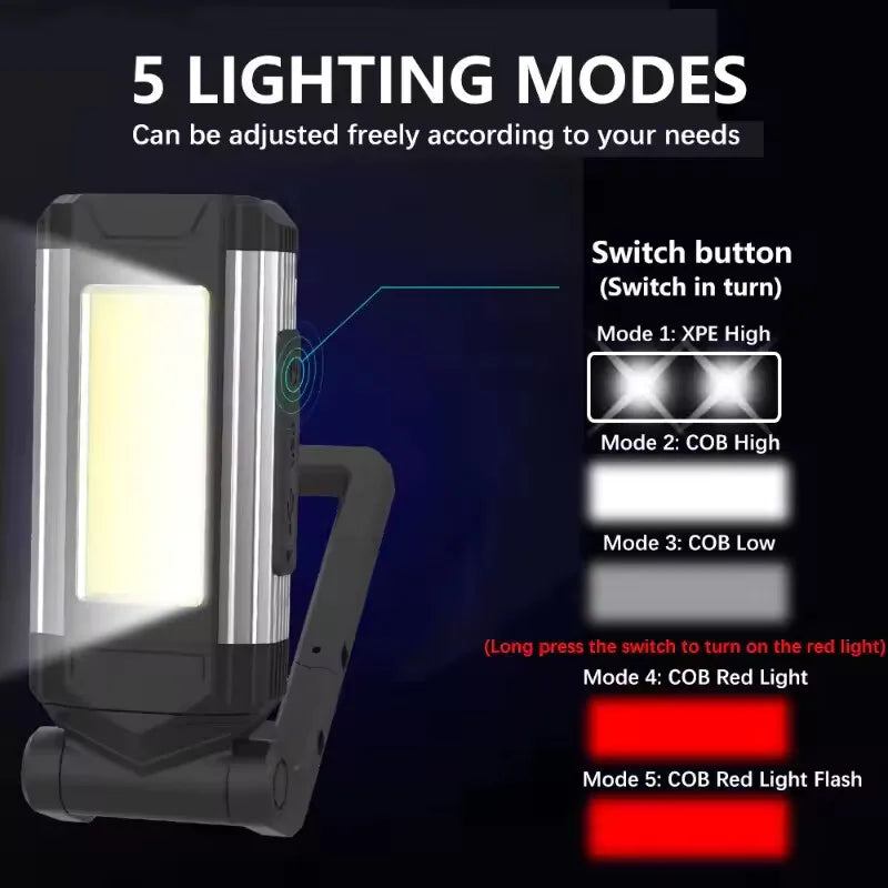 2026 New Magnetic COB Work Light Type-C USB Rechargeable LED Flashlight Portable Camping Lantern with Power Bank Function Peaceful Pleasures Health and Wellness