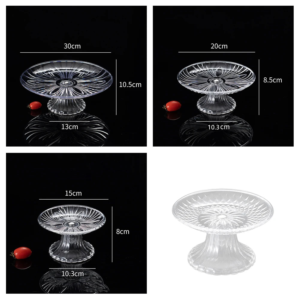 Clear Embossed Fruit & Snack Serving Tray | PET Plate 15–30cm