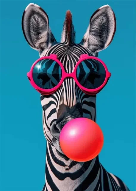 Cute Animals Pink Bubblegum Canvas Wall Art Print | Kids Decor