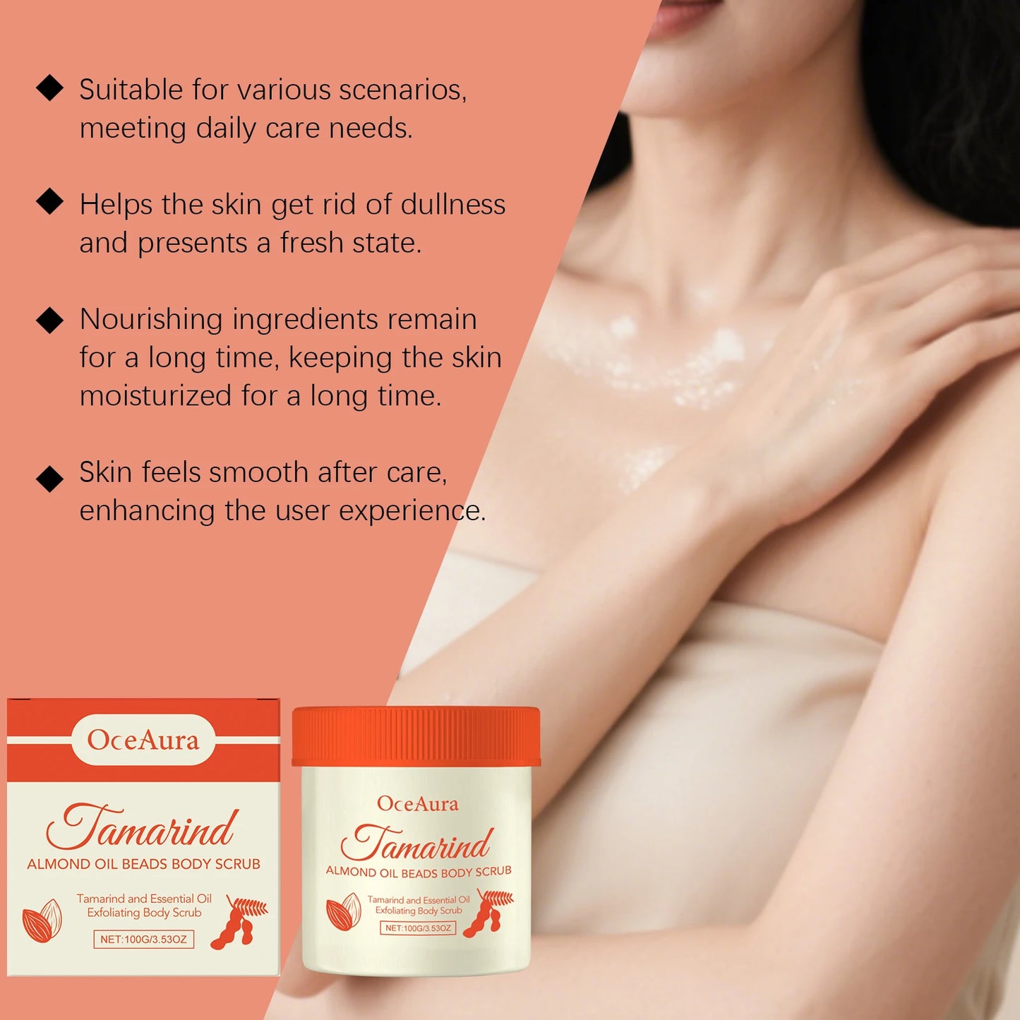 OceAura Tamarind Almond Body Scrub | Glow & Moisture 100g