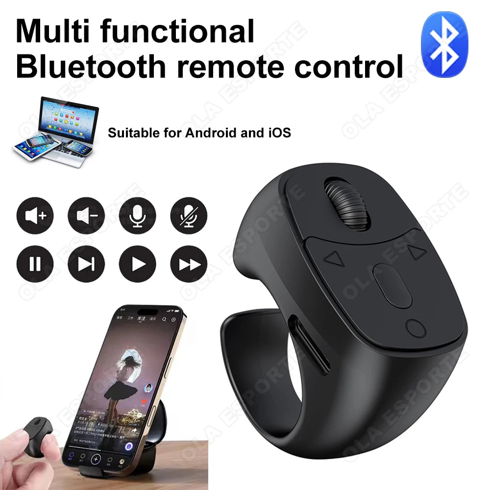 Bluetooth Finger Ring Remote – Scroll, Selfie & Page Turner