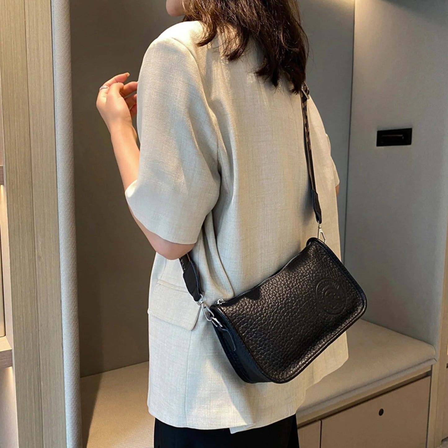 Women Bag Single Shoulder Large Capacity Crossbody PU Leather Tote for Daily Use Peaceful Pleasures Health and Wellness