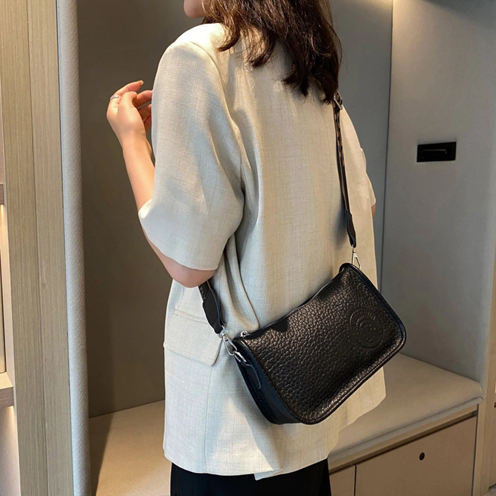 Women Bag Single Shoulder Large Capacity Crossbody PU Leather Tote for Daily Use Peaceful Pleasures Health and Wellness