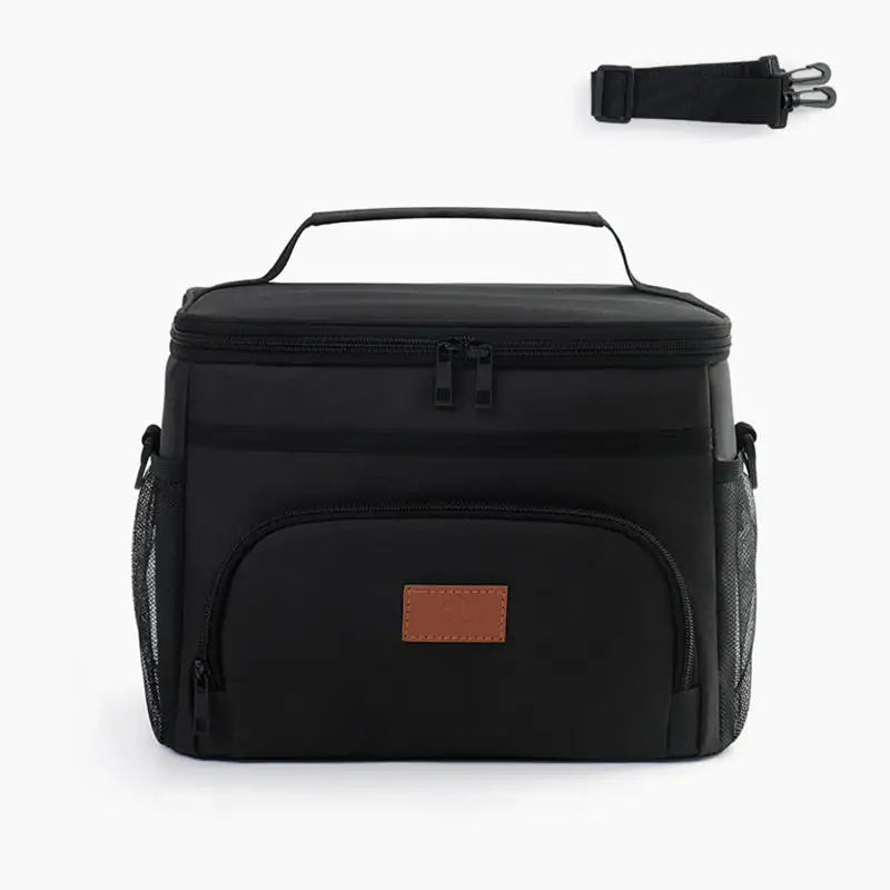 Insulated Picnic Bags Large Capacity Portable Outdoor Hand-held Ice Pack Locked Cold and Dirt Resistant Lunch Box Bag Peaceful Pleasures Health and Wellness black