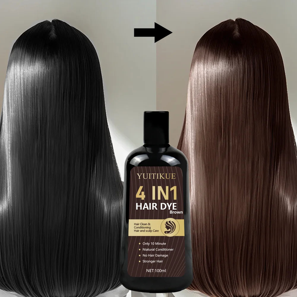 YUITIKUE Organic Brown Hair Dye Shampoo – Gray Coverage 100ml Hair Dye Shampoo Peaceful Pleasures Health and Wellness Default Title