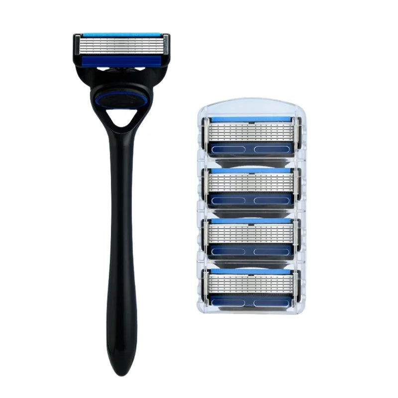 Men's 6-Blade Safety Razor | Replaceable Stainless Steel Head