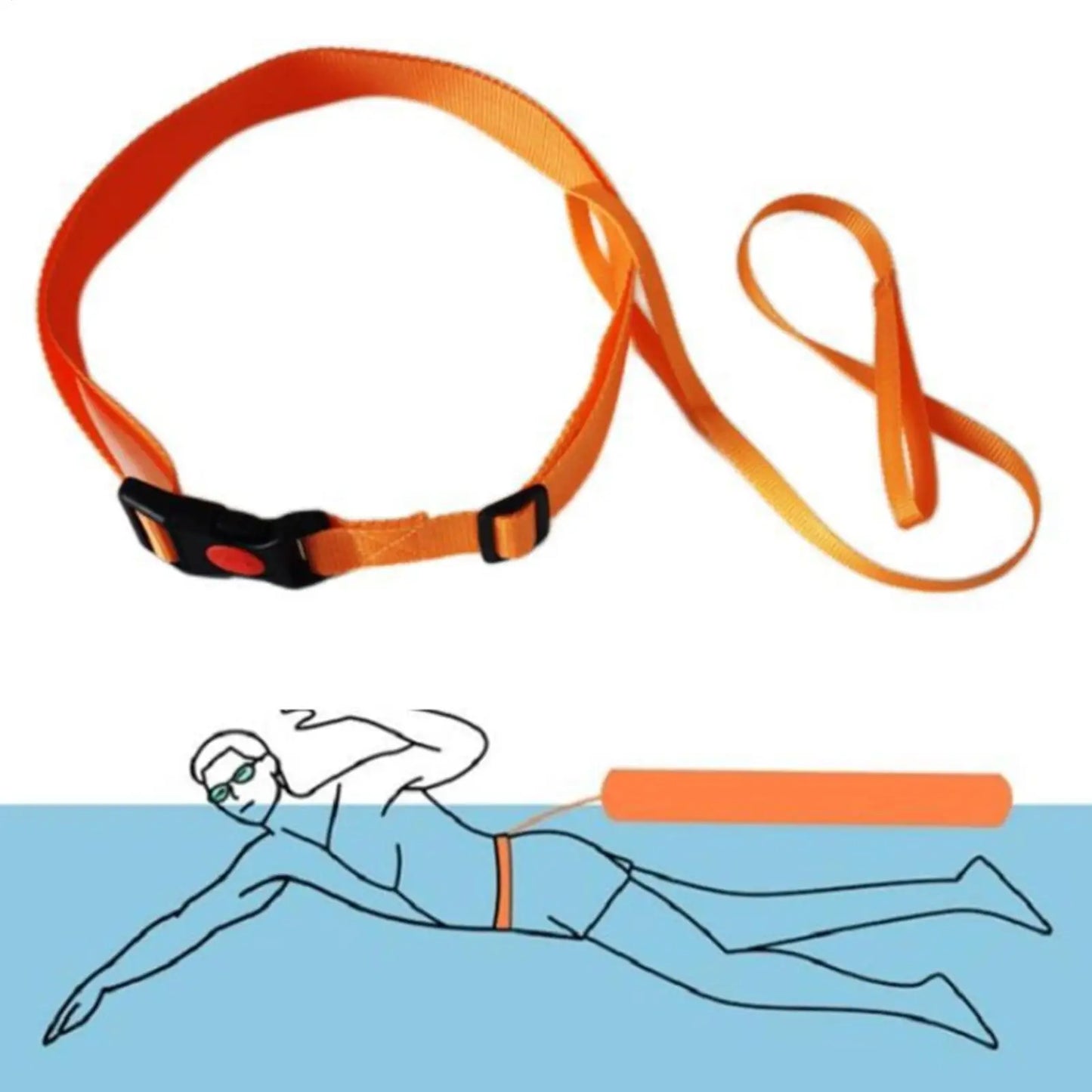 Swim Training Belt & Tether Cord – Pool Resistance Strap