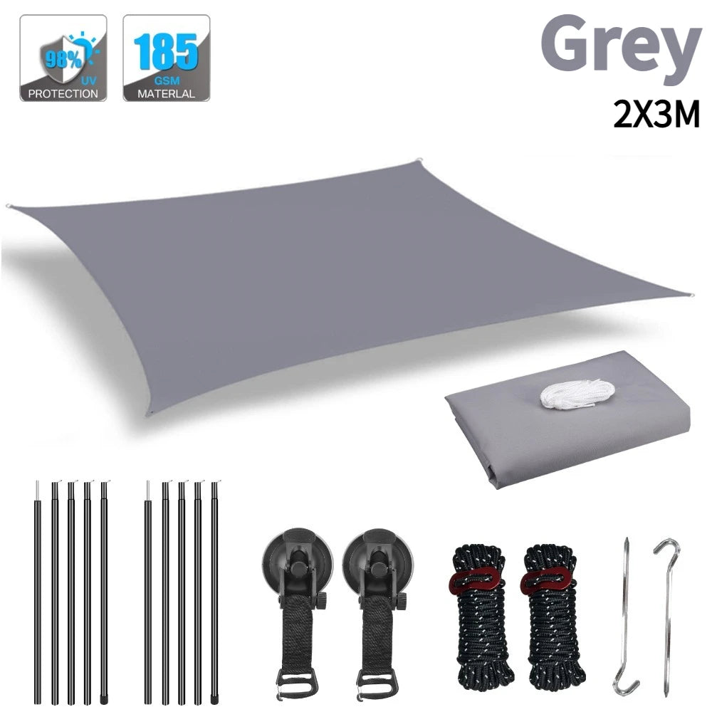 Rtractable Vehicle Awnings Waterproof UV-Resistant Sun Canopy 2x3M 2x4M Campervan Shelter for Car SUV Vans Outdoor Camping Tents Peaceful Pleasures Health and Wellness Grey 2X3M