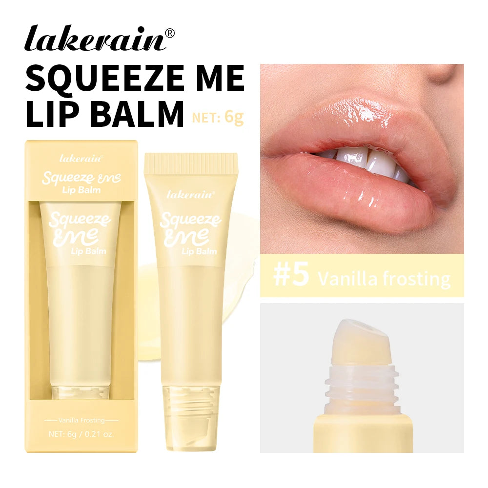 Lakerain Squeeze Lip Balm Long Lasting Deeply Nourishes Relieves Tightness Daily Care Hydrating Shine Lip Tint Makeup Peaceful Pleasures Health and Wellness Vanilla Frosting