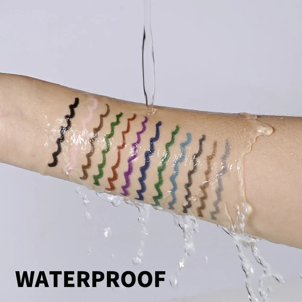 12-Color Waterproof Eyeliner Pencil Set – Smokey & Long-Lasting