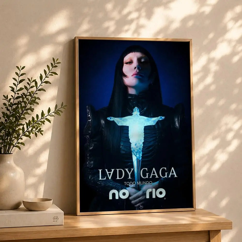 Singer L-Lady GagaS Poster HD Self Adhesive Waterproof Wall Art Ideal for Home Office Dorm Bedroom Great Gift Peaceful Pleasures Health and Wellness White10 30X40cmNoframe