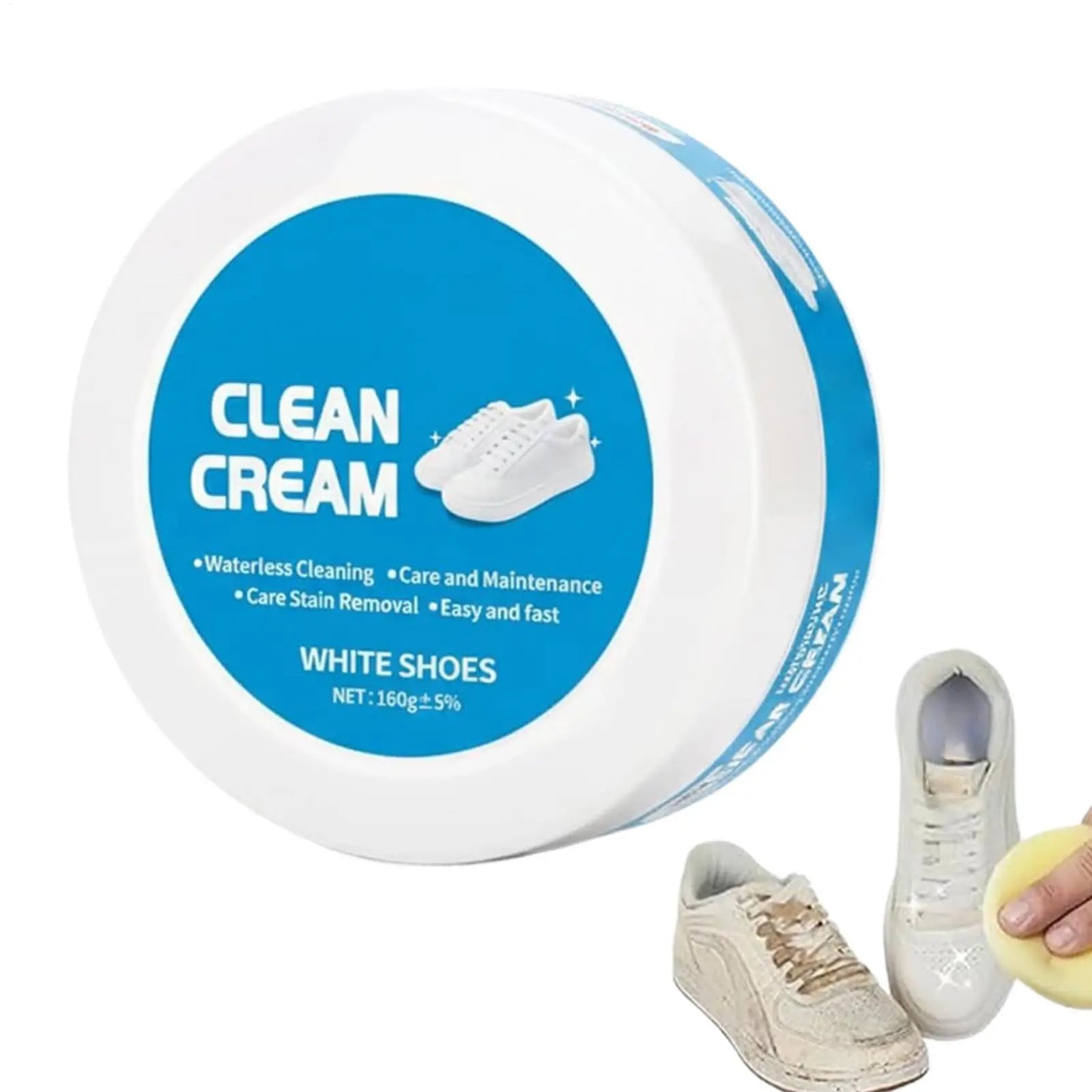 White Shoe Cleaning Cream 160g – Stain Remover & Whitener