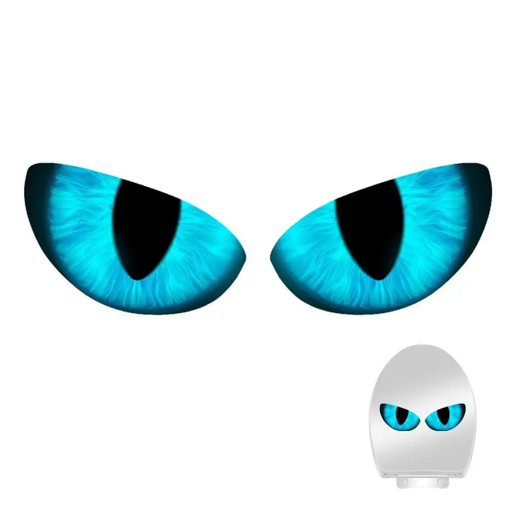 Creative Luminous Devil Eye Toilet Stickers Wall Decals For Home Bathroom Waterproof Humorous Decor Stickers Peaceful Pleasures Health and Wellness blue