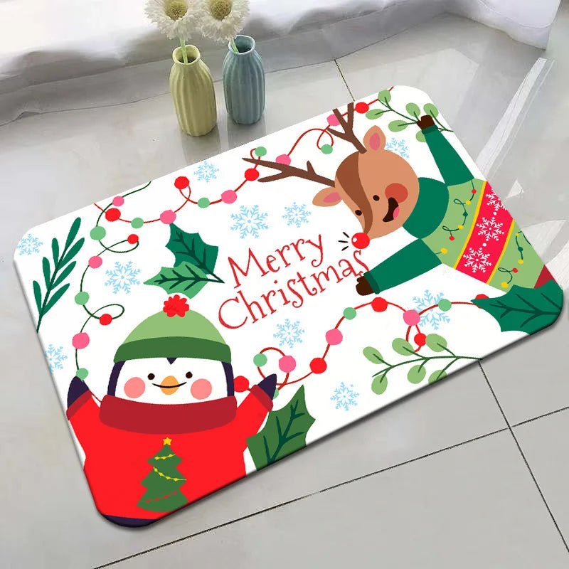 Christmas Crystal Velvet Non-Slip Door Mat | Holiday Welcome Mat