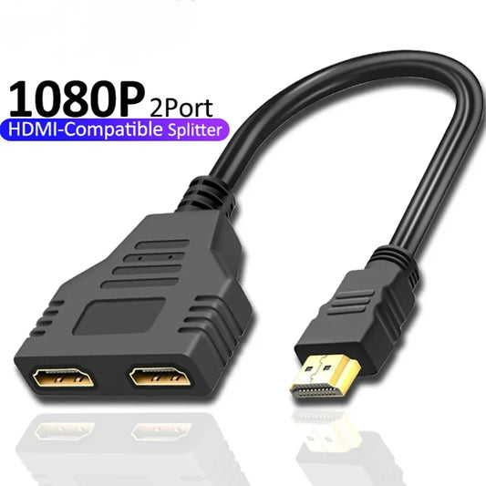 HDMI Splitter 1 in 2 Out – 4K Male to Dual Female Y Cable HDMI Y Splitter Cable Peaceful Pleasures Health and Wellness black