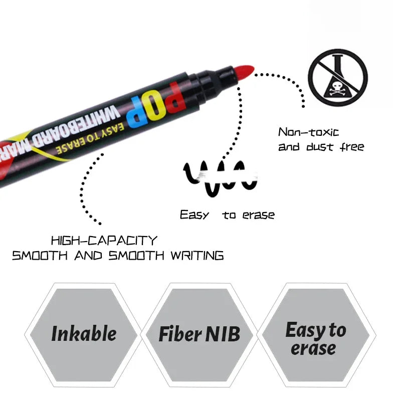 8/12 Color Erasable Whiteboard Marker Set – Refillable, Non-Toxic
