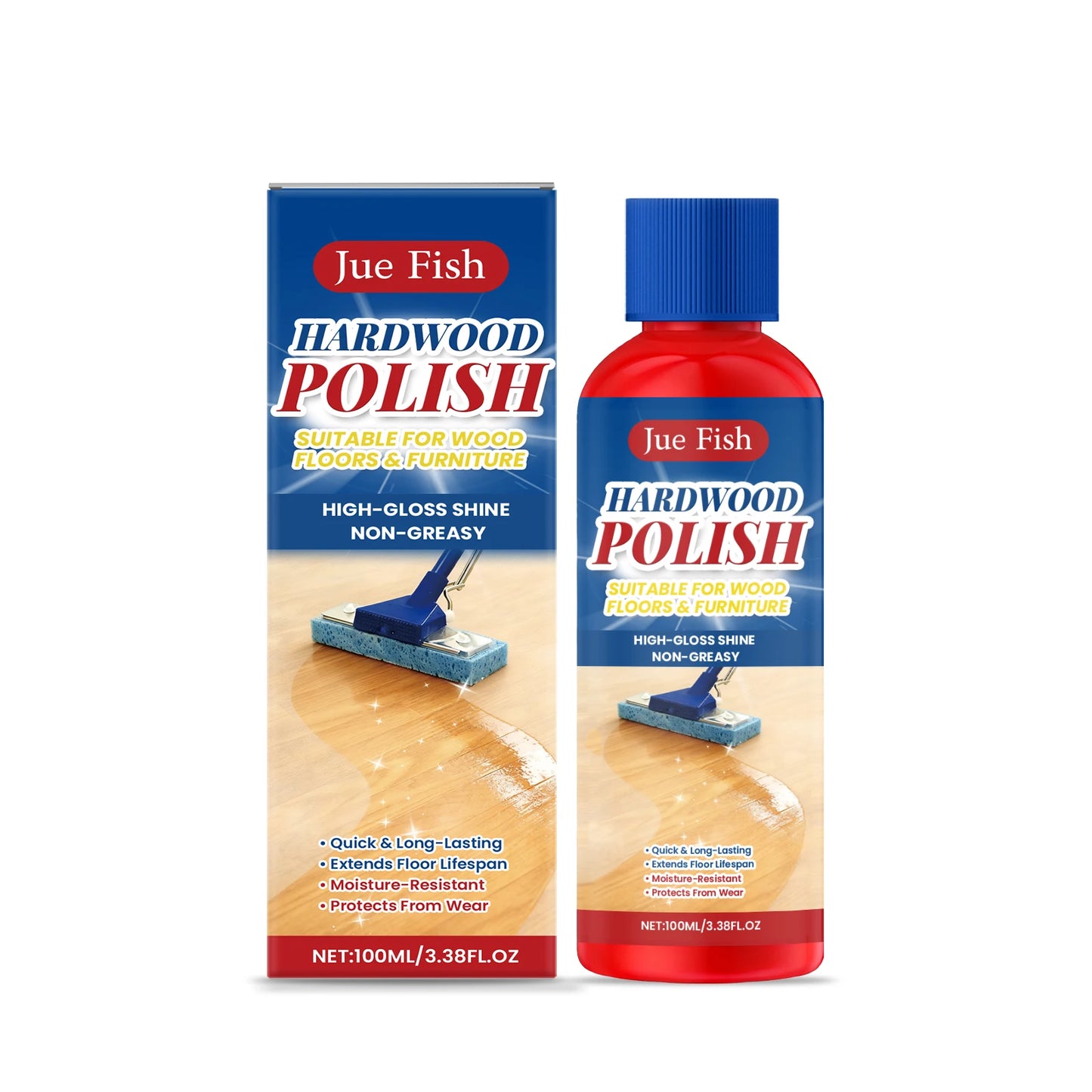 Jue-Fish 100ml Hardwood Floor Cleaner – Restores Gloss & Removes Stains