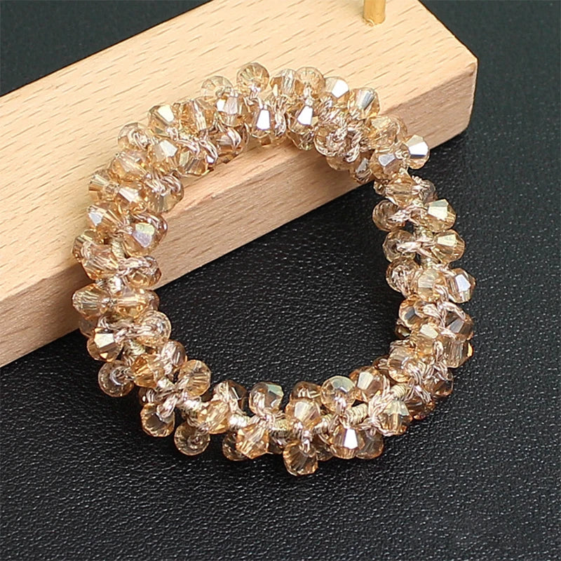 Crystal Cherry Rhinestone Scrunchie | Sparkly Hair Tie Women