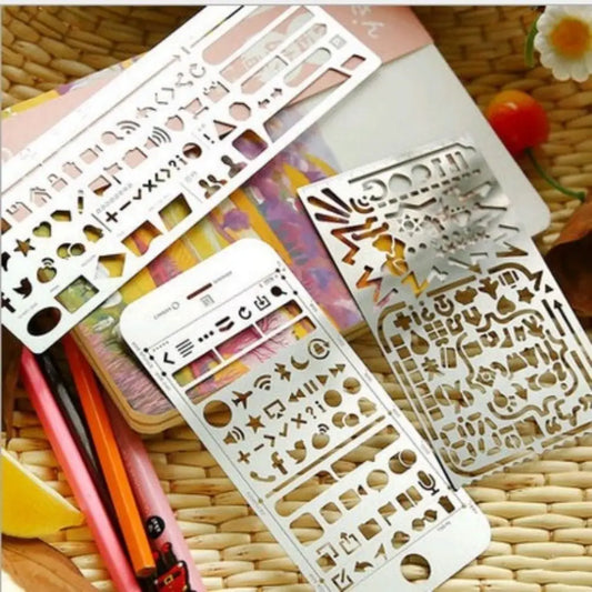 Cat Shape Template Ruler Stainless Steel School Projects Hollowed Out Ruler Pocket-Sized Vintage Drawing Template Ruler Peaceful Pleasures Health and Wellness