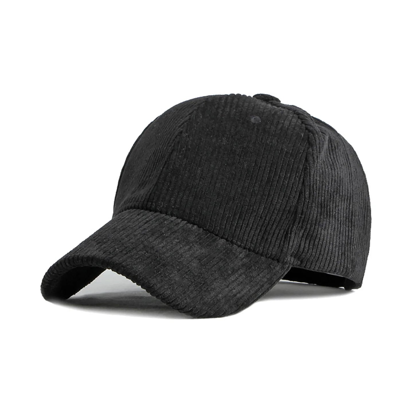 Fashion Corduroy Baseball Cap Soft Adjustable Solid Color Winter Baseball Caps for Mountaineering Traveling Peaceful Pleasures Health and Wellness black
