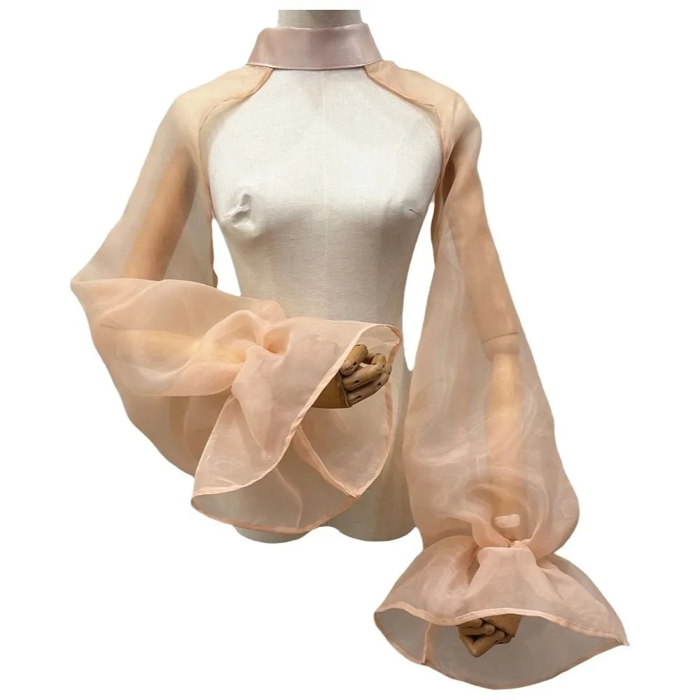Puffy Bridal Detachable Sleeves | Ruffle Transparent Cape Shawl