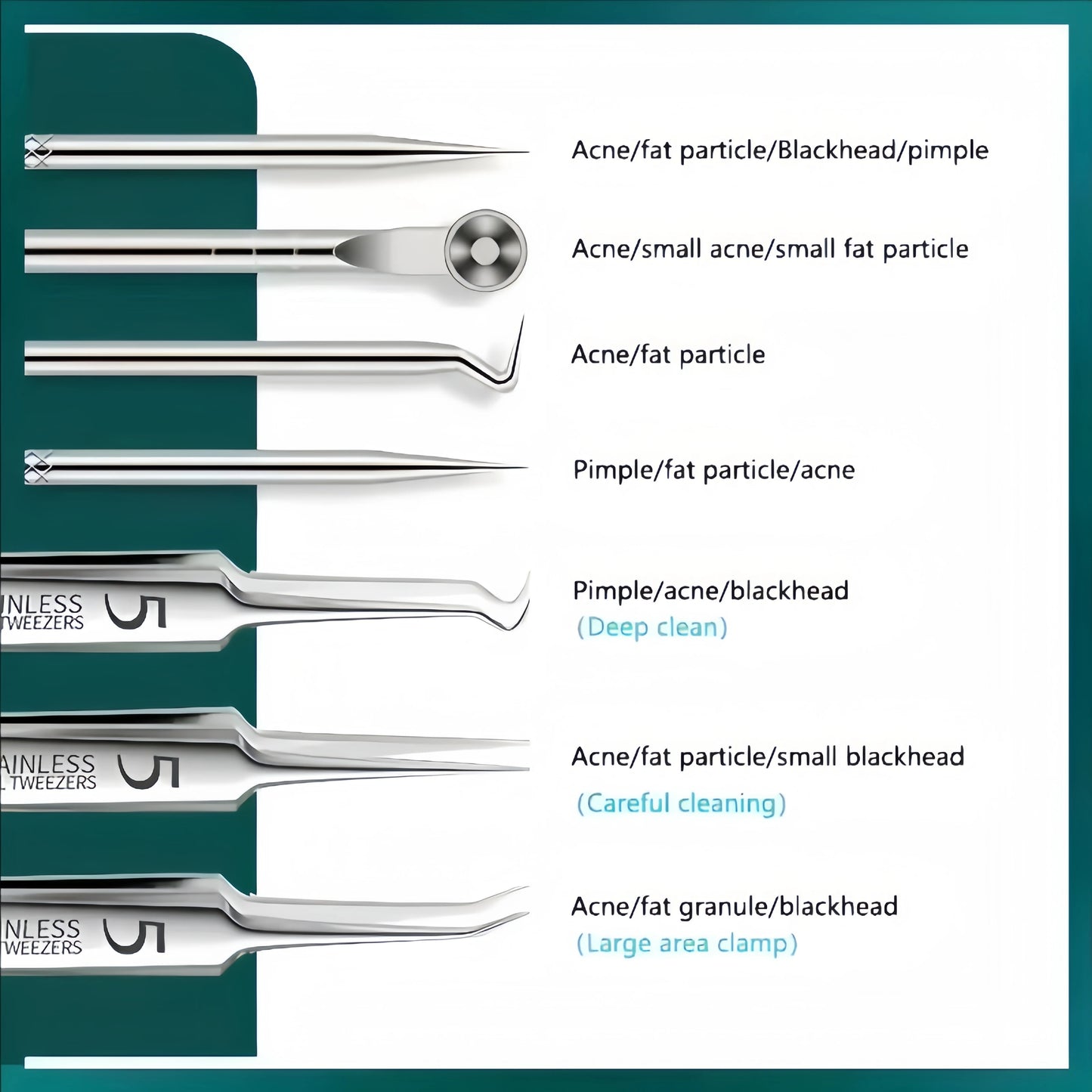 8-Piece Stainless Steel Blackhead Extraction Tool Kit