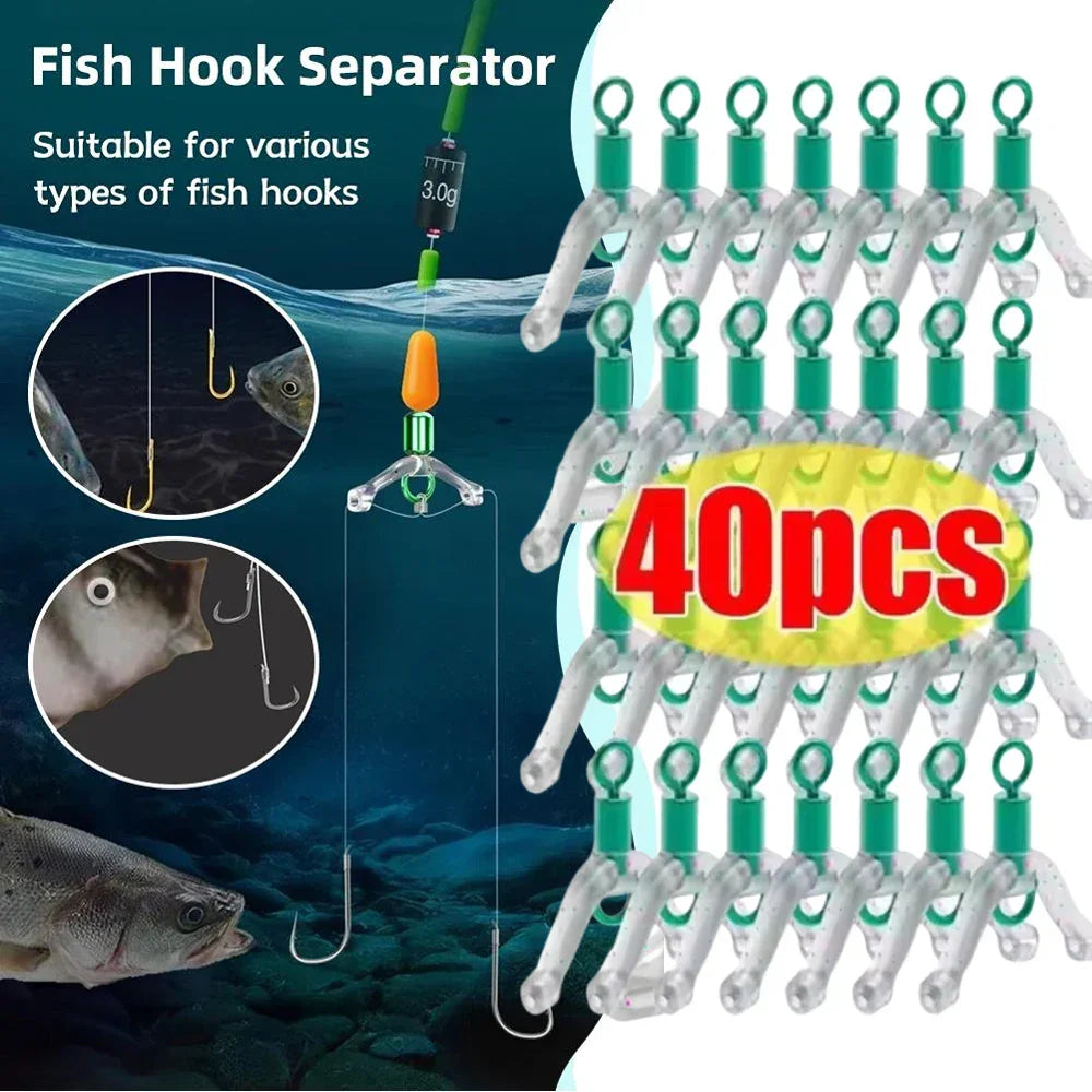 40pcs S/L Silicone Anti Tangle Device Fishing Line Splitter Hook Separator Carp Feeder Fishing Rigging Fishing Line Bifurcation Peaceful Pleasures Health and Wellness