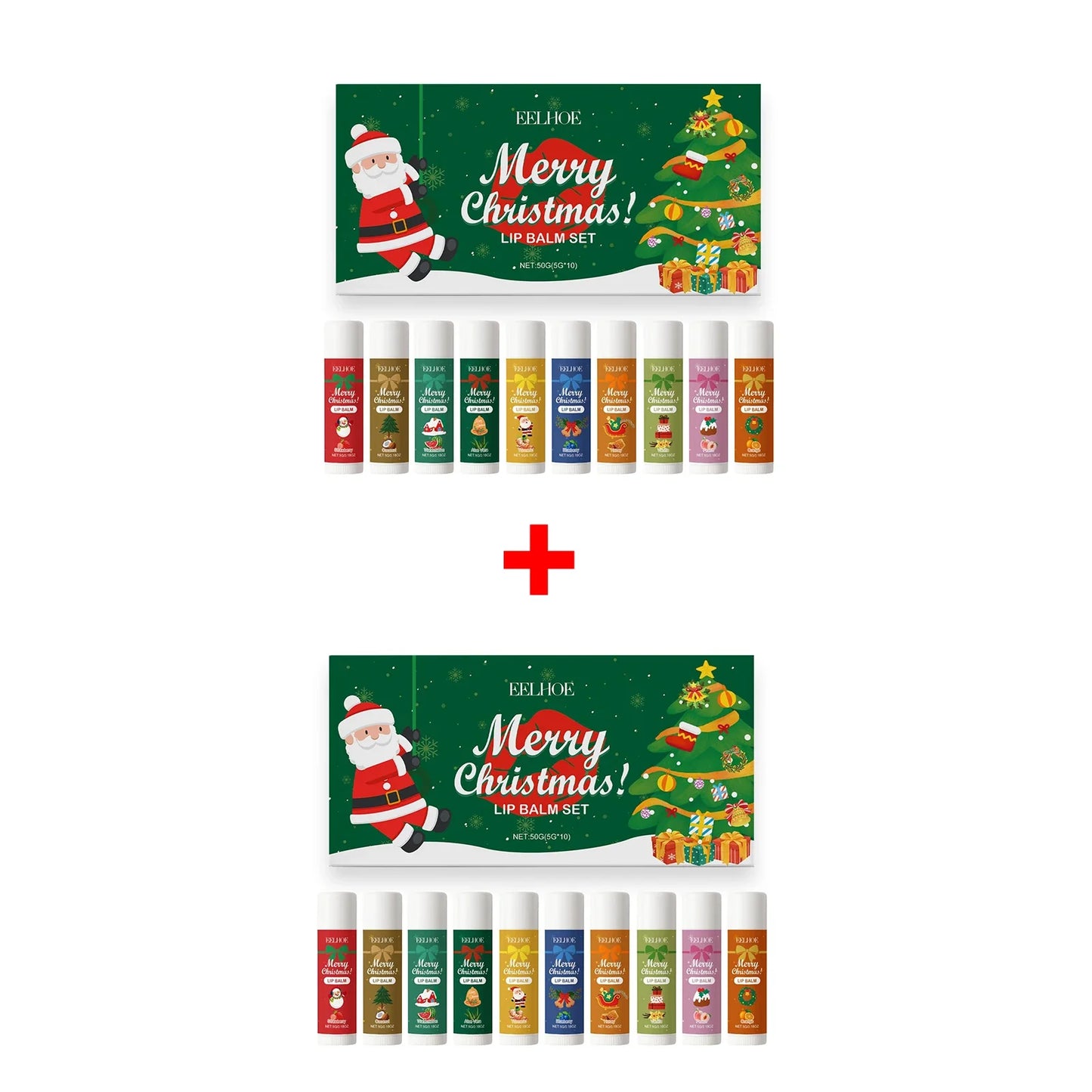 EELHOE 10-Pc Christmas Lip Balm Gift Set – Deep Moisturizing