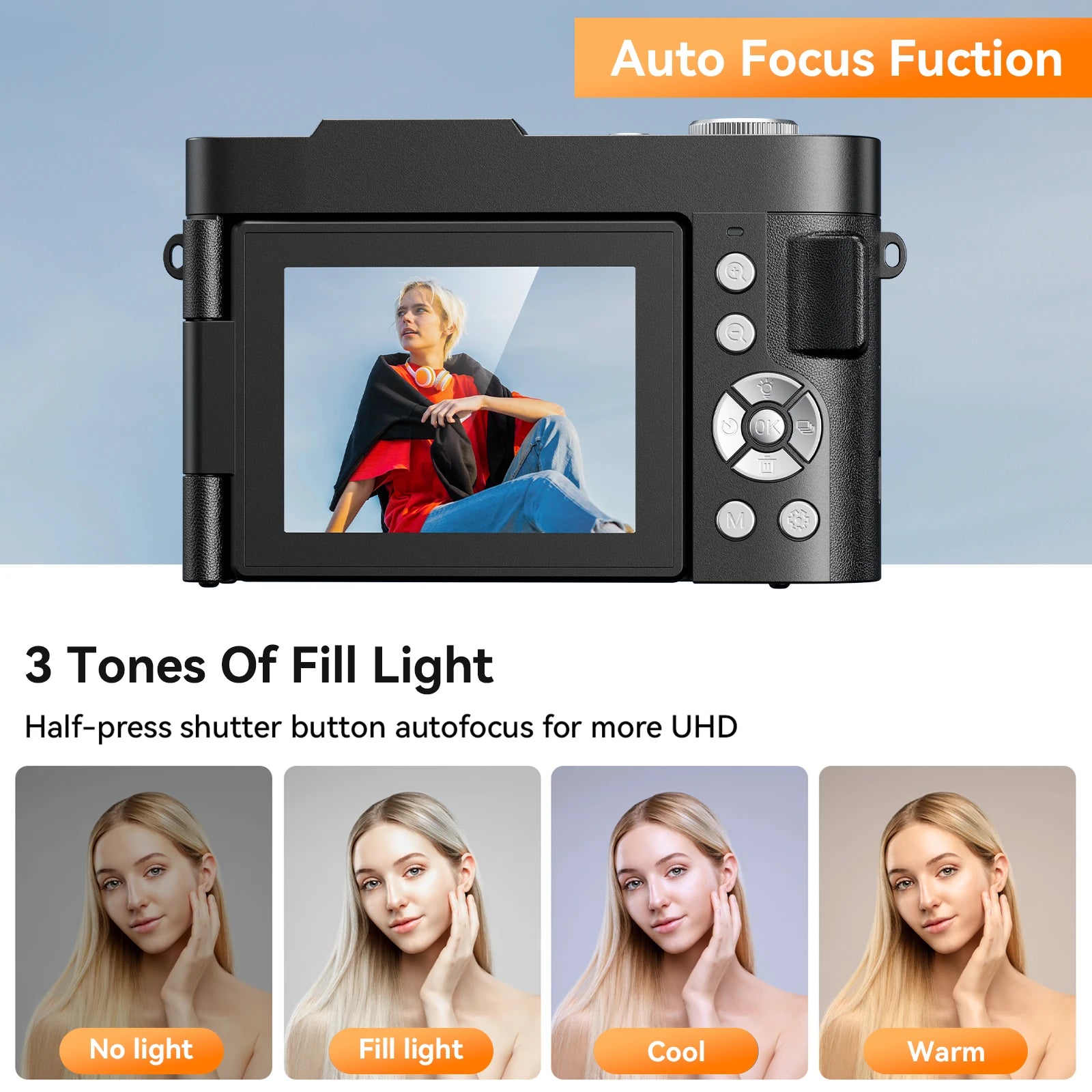 Digital Camera for Photography Camera with 2.8" 180° Flip Screen 16X Shoot Camara with 32GB Micro SD Card for Beginner Gifts Peaceful Pleasures Health and Wellness
