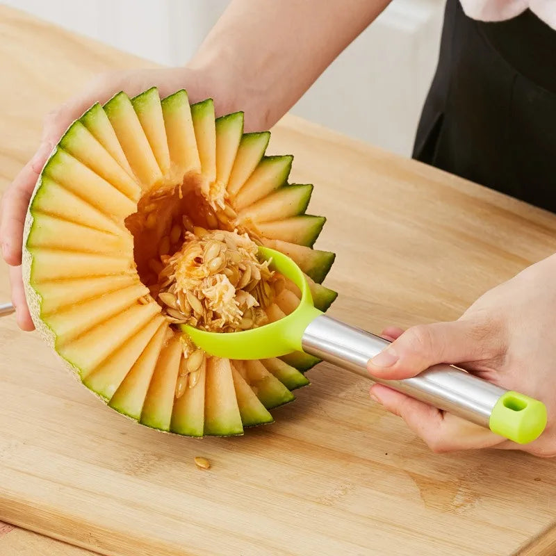 3-Piece Stainless Steel Fruit Tool Set | Watermelon Ball Scoop, Spoon & Carving Tool – Apple Corer & Pulp Separator