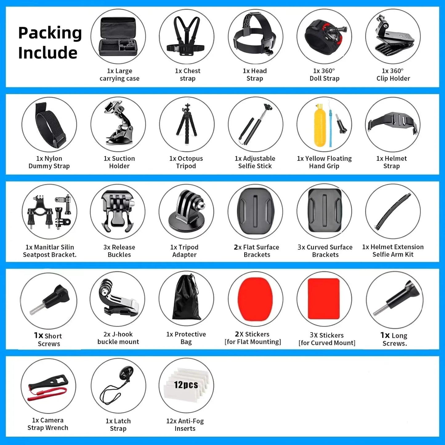 50-in-1 Action Camera Accessory Kit for GoPro, DJI & Insta360