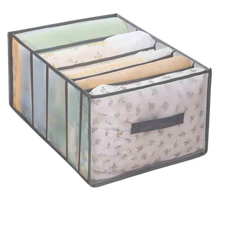 45L 5-Grid Foldable Bedding & Linen Storage Organizer Box