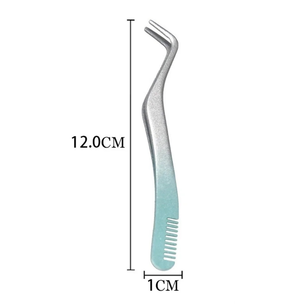 Stainless Steel Eyelash Tweezers with Comb | Lash Tool