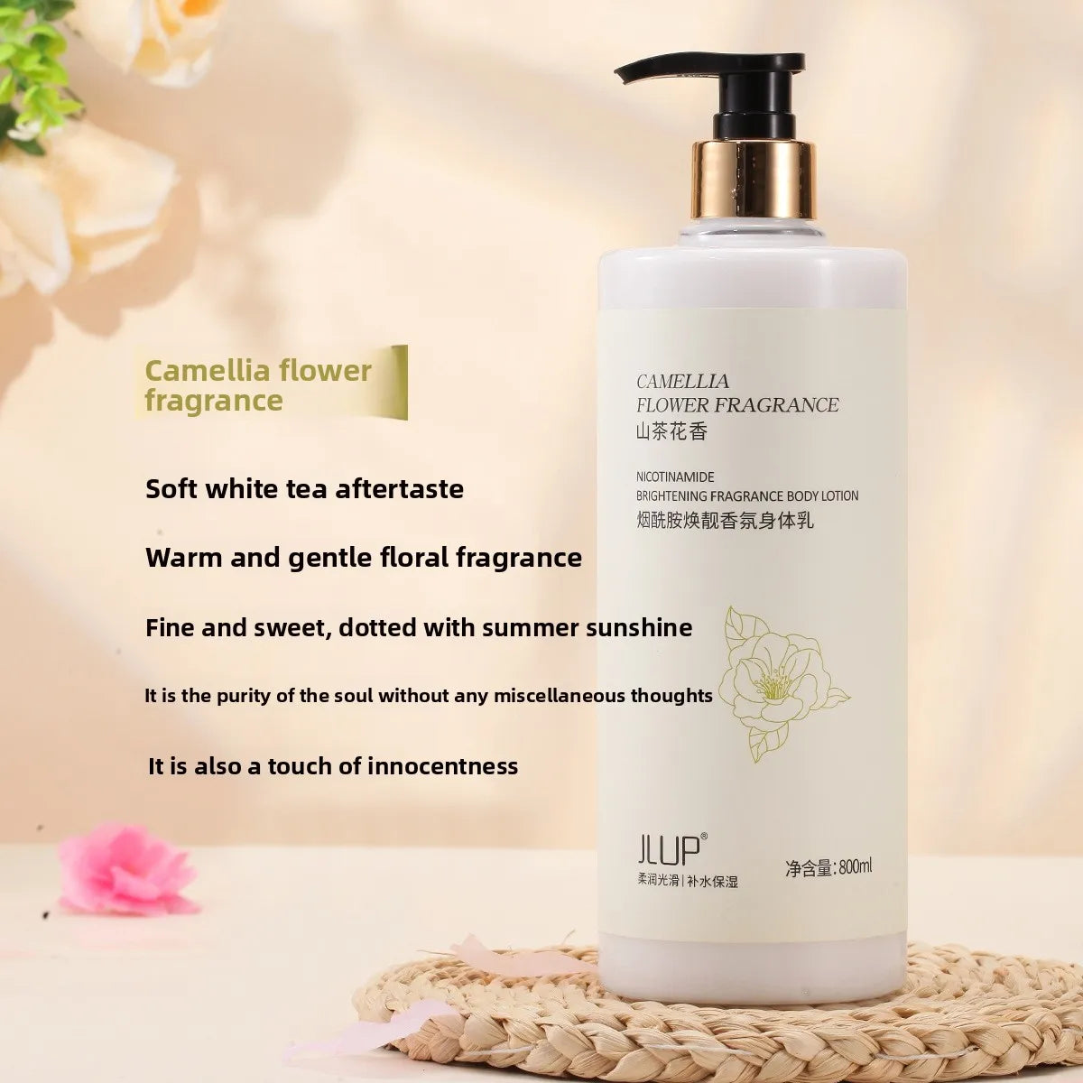 800ml Nicotinamide Body Lotion – Rose Scent, Hydrating & Brightening