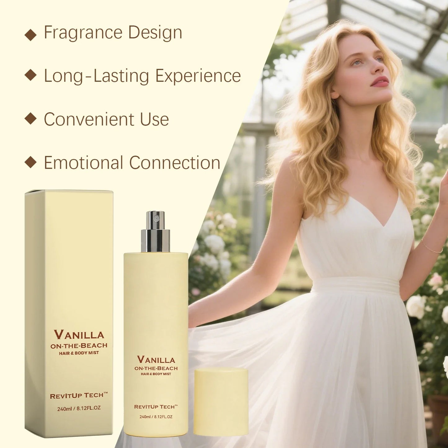 Vanilla Beach Fragrance Spray – Fresh Romantic Perfume 240ml