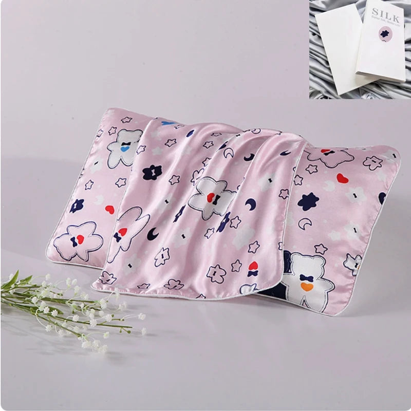 pink Little Bear 100% Pure Mulberry Silk Kids Pillowcase - Envelope closure 19 momme 6A Grade 30*50CM Peaceful Pleasures Health and Wellness starlet