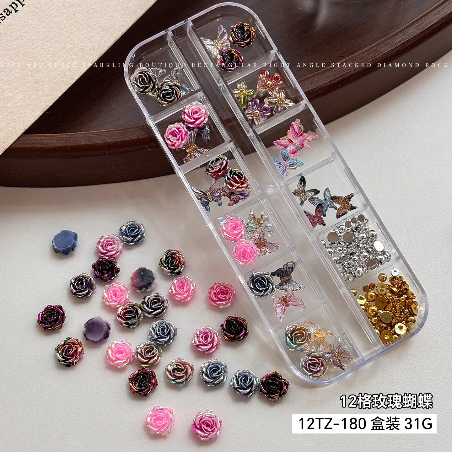 3D Resin Rose & Butterfly Nail Charms | Flat Back DIY Nail Art