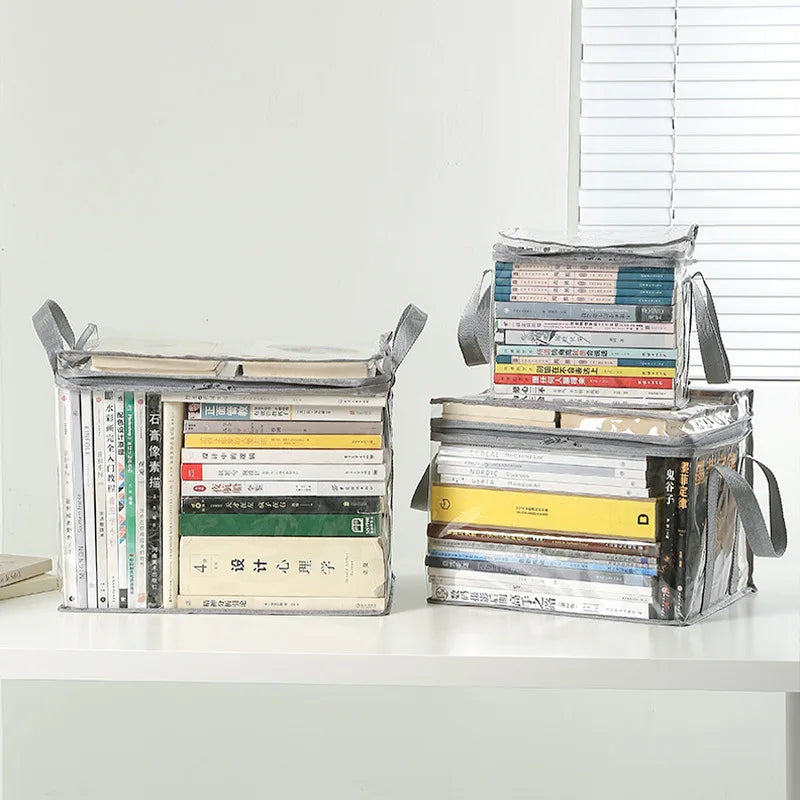 Foldable Book Box Student Dormitory Classroom Organizer Transparent