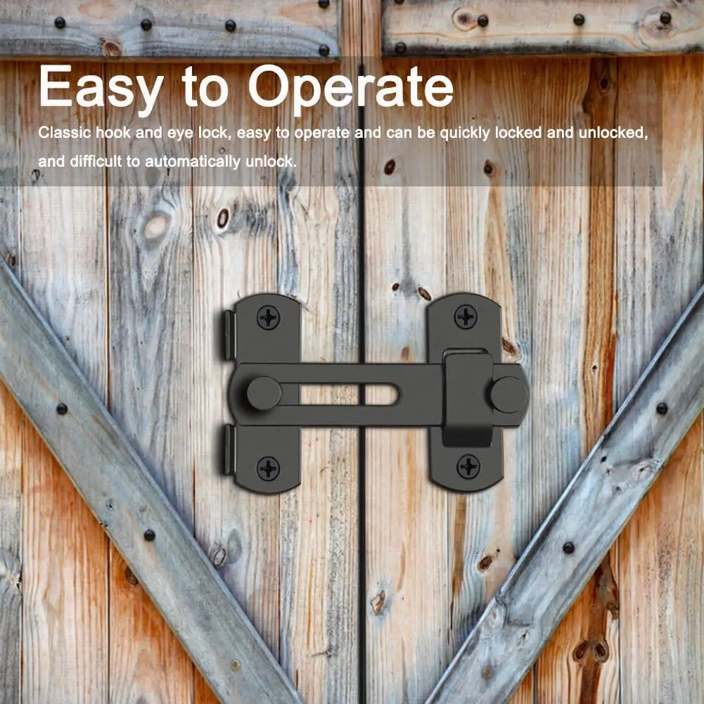 Black Door Buckle, Stainless Steel Bolt Iron Cage Bolt Lock Modern and Simple Pet Cage Door Barn Sliding Door Locked Door Buckle Peaceful Pleasures Health and Wellness