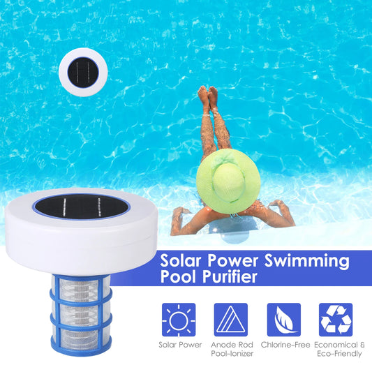 Pool Cleaning Equipment Solar Power Swimming Pool Purifier Pool-Ionizer Water Algae Inhibition Chlorine-Free Water Processor Peaceful Pleasures Health and Wellness