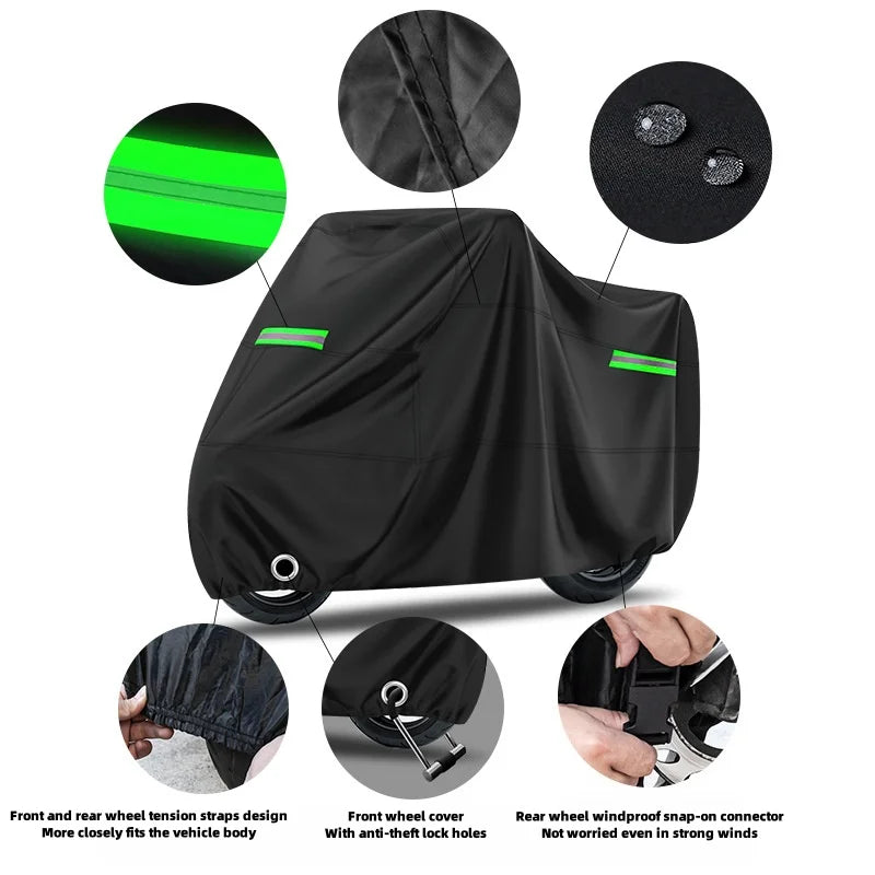 Universal Bicycle Motorcycle Cover Waterproof Dustproof Sun Protection Heavy Duty All-Weather Vehicle Cover for Outdoor Use Peaceful Pleasures Health and Wellness