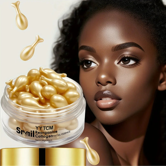 Snail Collagen Essence Capsules | Squalane, Fullerene & Ginseng Face Serum Capsules Oasis Select
