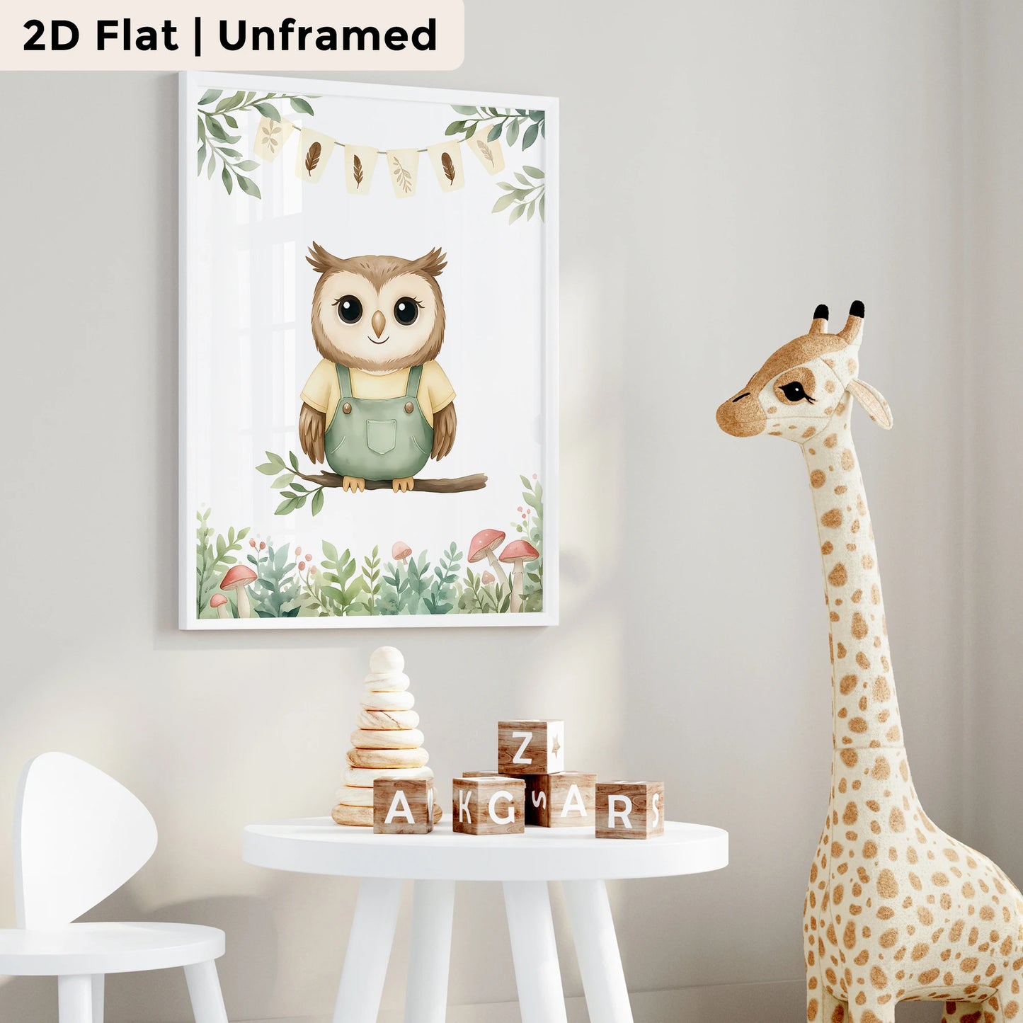 3-Piece Cartoon Owl & Panda Canvas Wall Art | Kids Room Decor