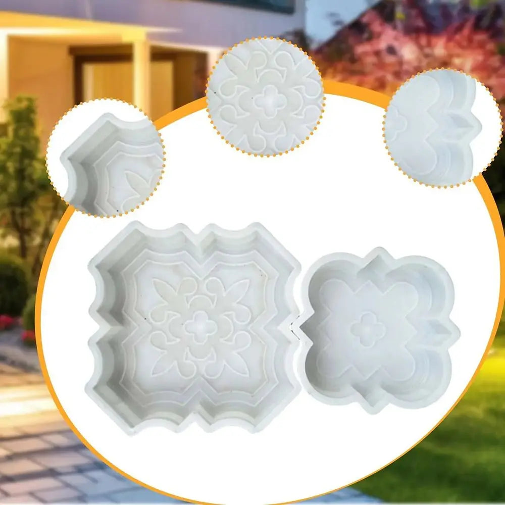 2Pcs/Set 30cm Paving Brick Mould Big Small Flowers Plastic Stepping Stone Paver Reusable DIY Concrete Path Maker Mold Peaceful Pleasures Health and Wellness