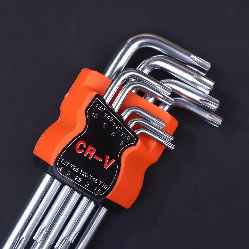 9-Piece Torx Star Wrench Set – Dual-End L-Shape Allen Keys