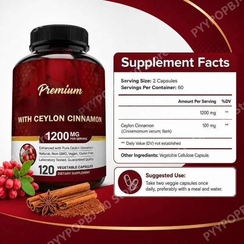 Ceylon Cinnamon Capsules | True Cinnamomum Verum | 120ct