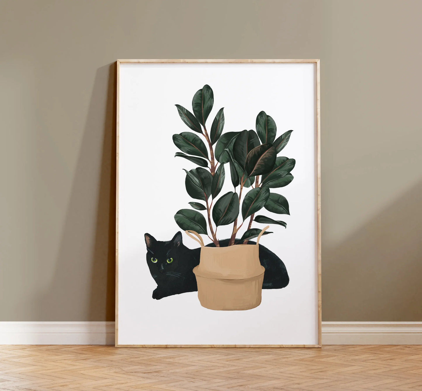 Watercolor Kittens Print Cat and Plant Poster Wall Art Leisurely Cute Kitty Canvas Painting Living Room Bedroom Home Decor Peaceful Pleasures Health and Wellness 03 40x60cm Unframed