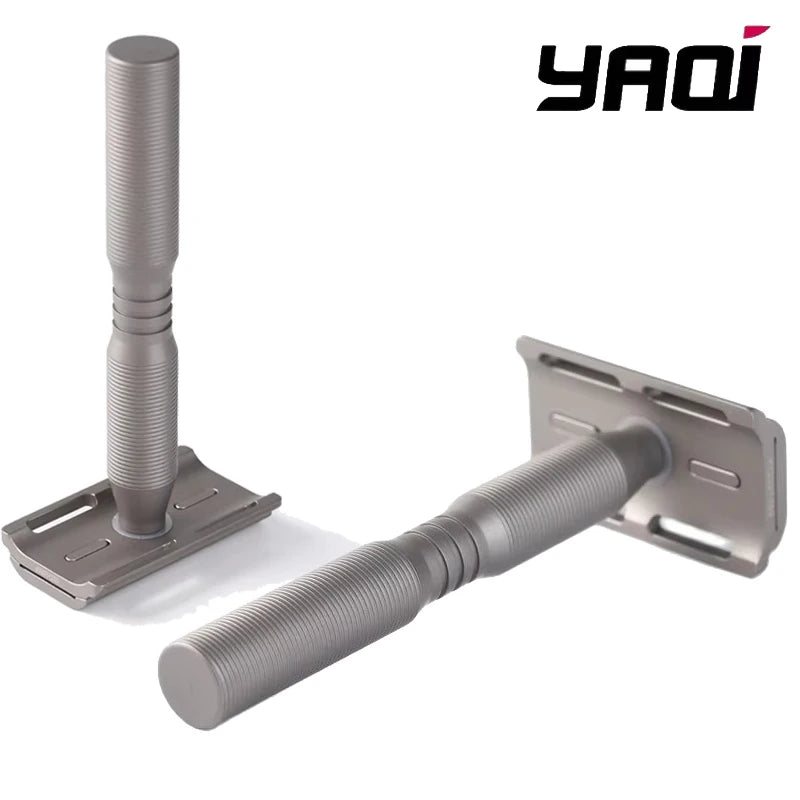 YAQI Ghost Titanium Light Weight Safety Razor With 0.70mm Blade Gap Lightweight Durability Provide Comfortable Shave Experience Peaceful Pleasures Health and Wellness